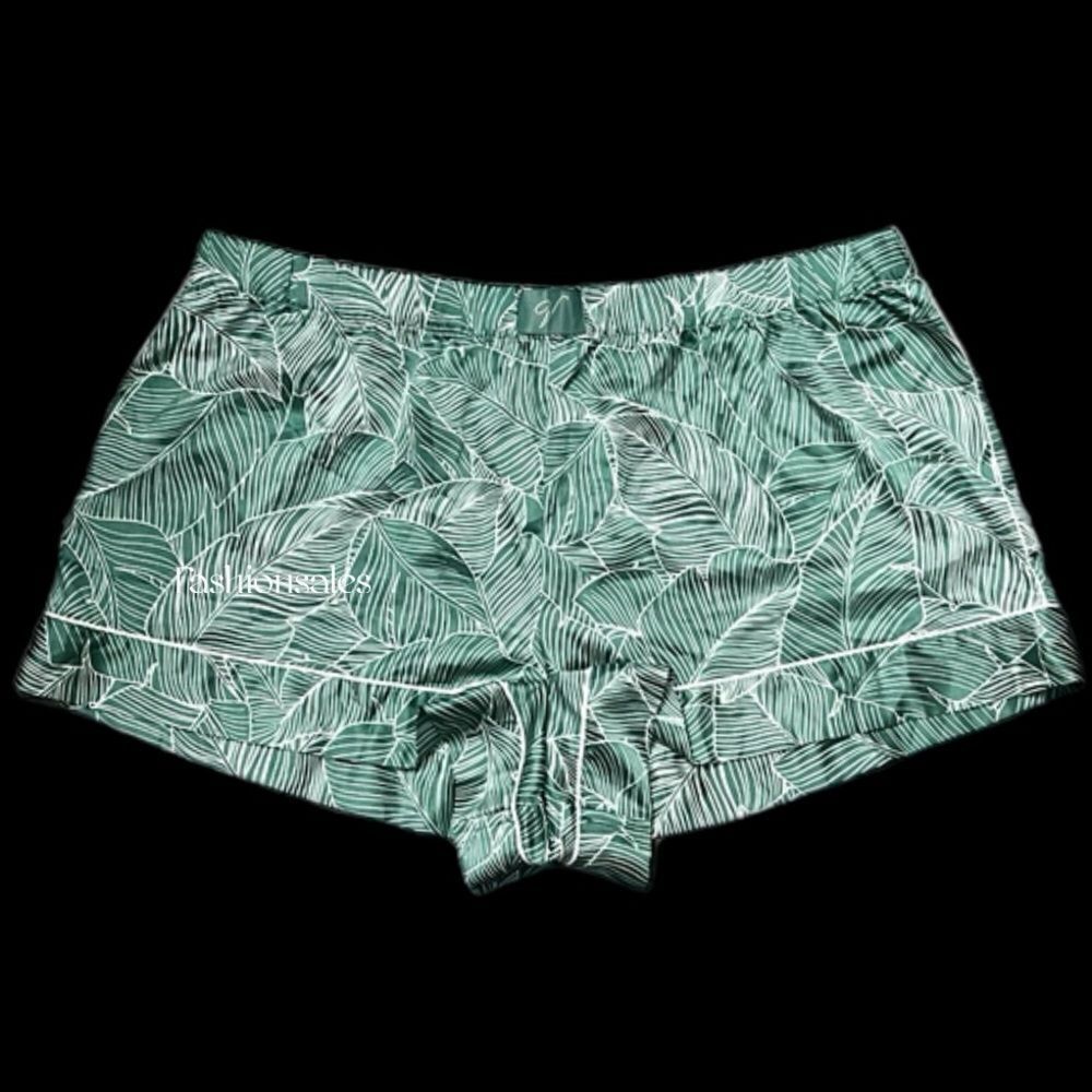 Victoria’s Secret Soft Satin pajama shorts feather print green XXL